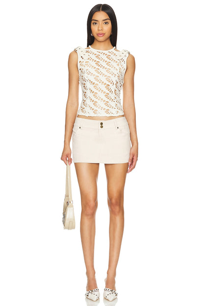 superdown Casey Micro Mini Skirt in Cream