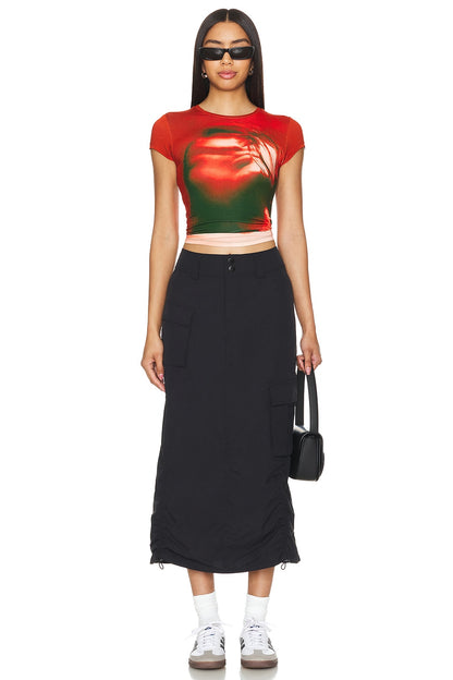 superdown Mila Cargo Midi Skirt in Black
