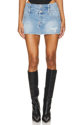 superdown Courtney Micro Mini Skirt in Light Wash
