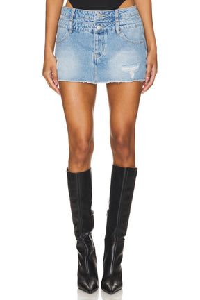 superdown Courtney Micro Mini Skirt in Light Wash