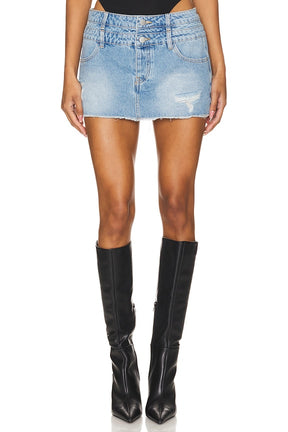 superdown Courtney Micro Mini Skirt in Light Wash
