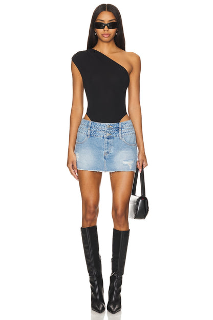 superdown Courtney Micro Mini Skirt in Light Wash