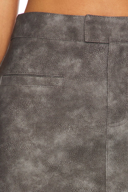 superdown Minta Faux Leather Skirt in Distressed Grey