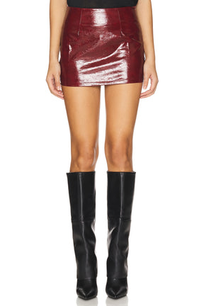 superdown Ethel Faux Leather Skirt in Oxblood