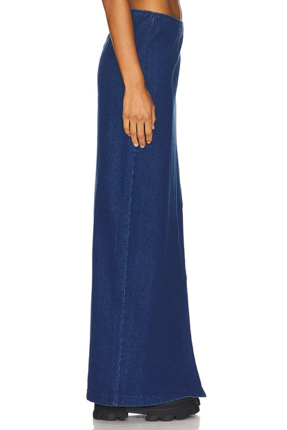 superdown Tirza Maxi Skirt in Mid Blue Wash