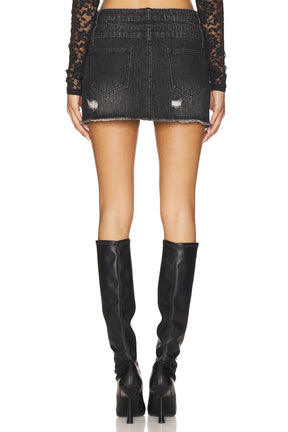 superdown Courtney Micro Mini Skirt in Washed Black