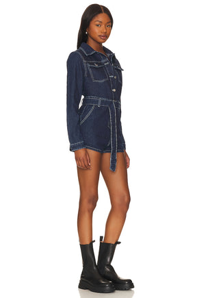superdown Destiny Romper in Dark Blue Denim