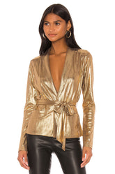 superdown Desiray Tie Blazer in Gold