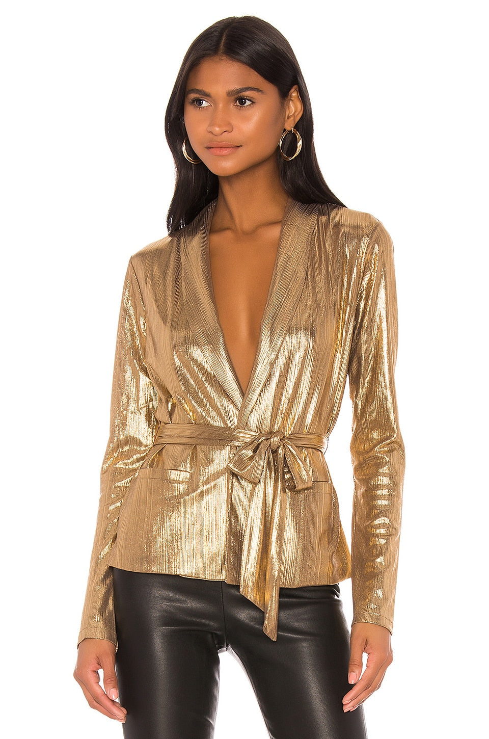 superdown Desiray Tie Blazer in Gold