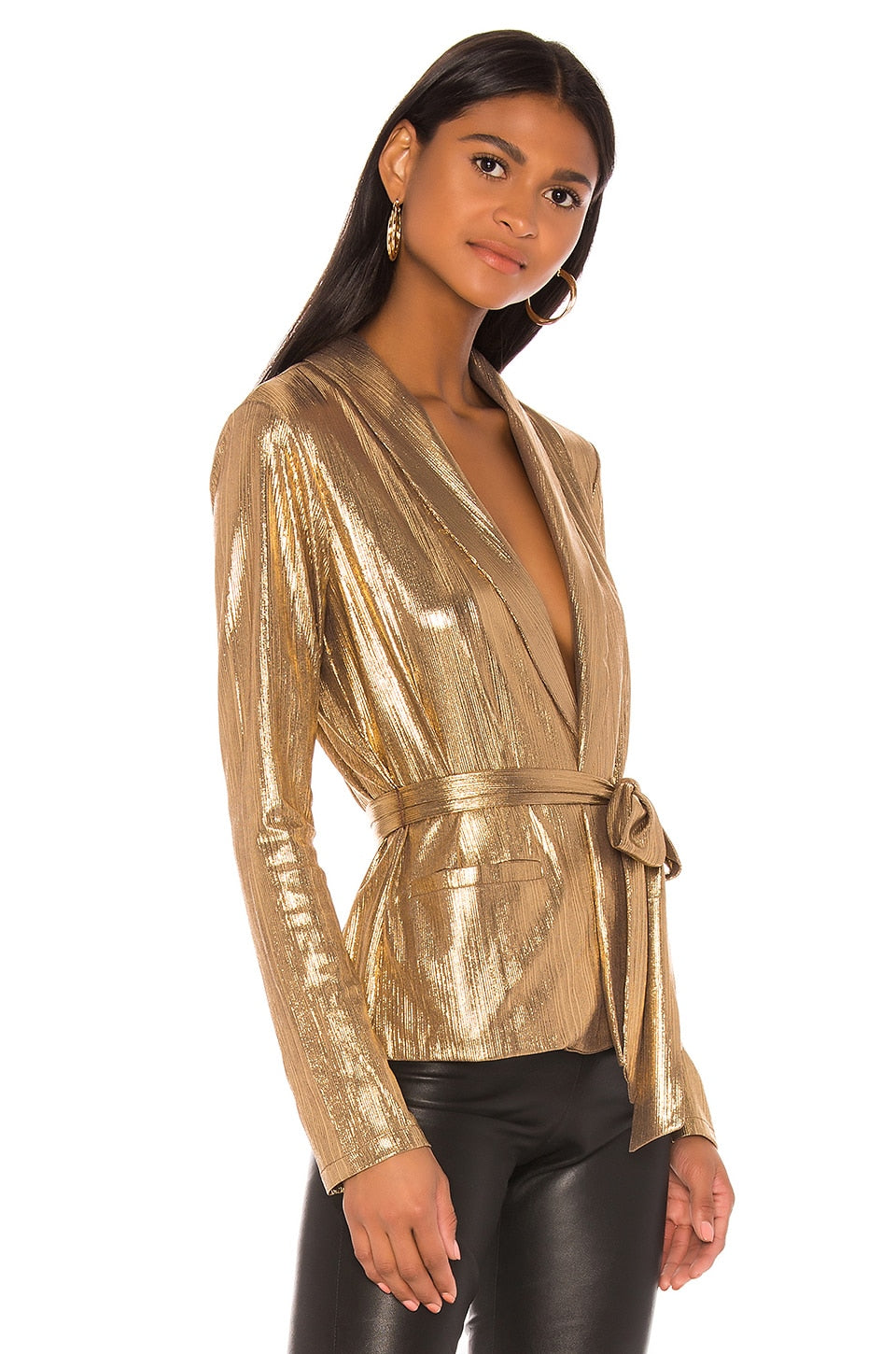 superdown Desiray Tie Blazer in Gold