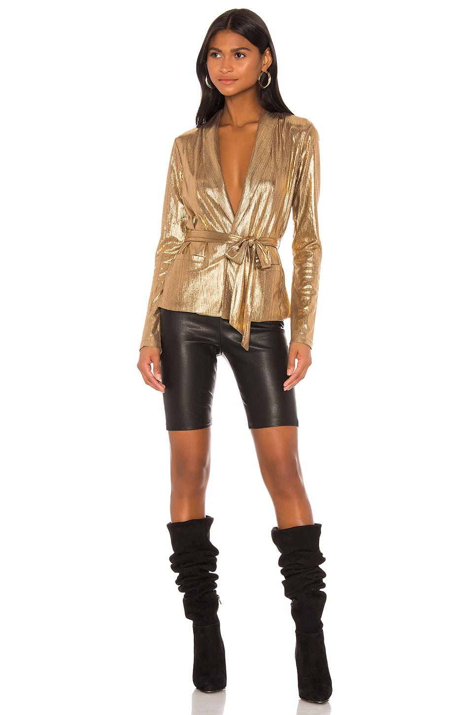 superdown Desiray Tie Blazer in Gold