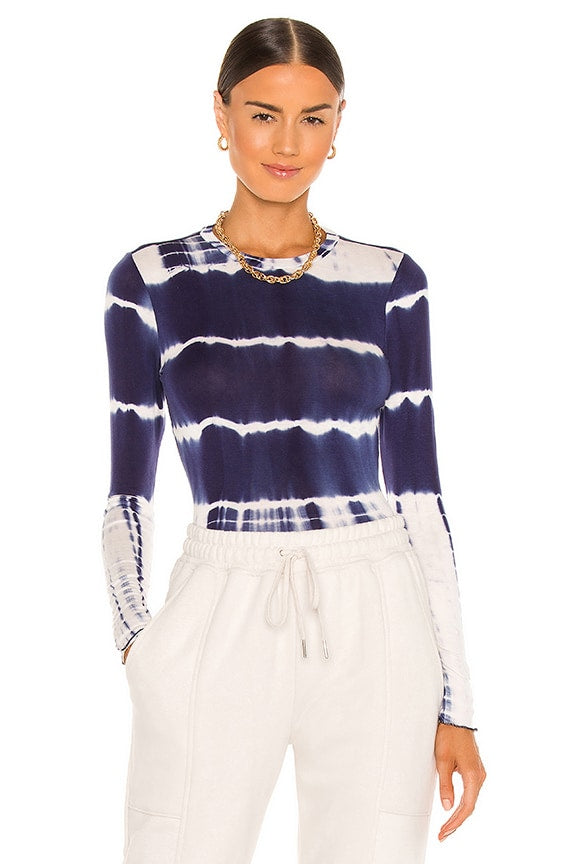 superdown Dawn Long Sleeve Top in Blue & White