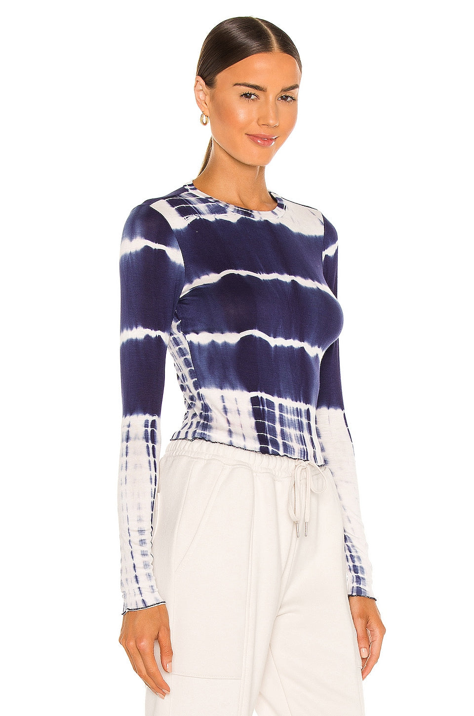 superdown Dawn Long Sleeve Top in Blue & White
