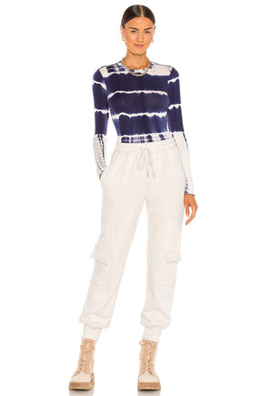 superdown Dawn Long Sleeve Top in Blue & White
