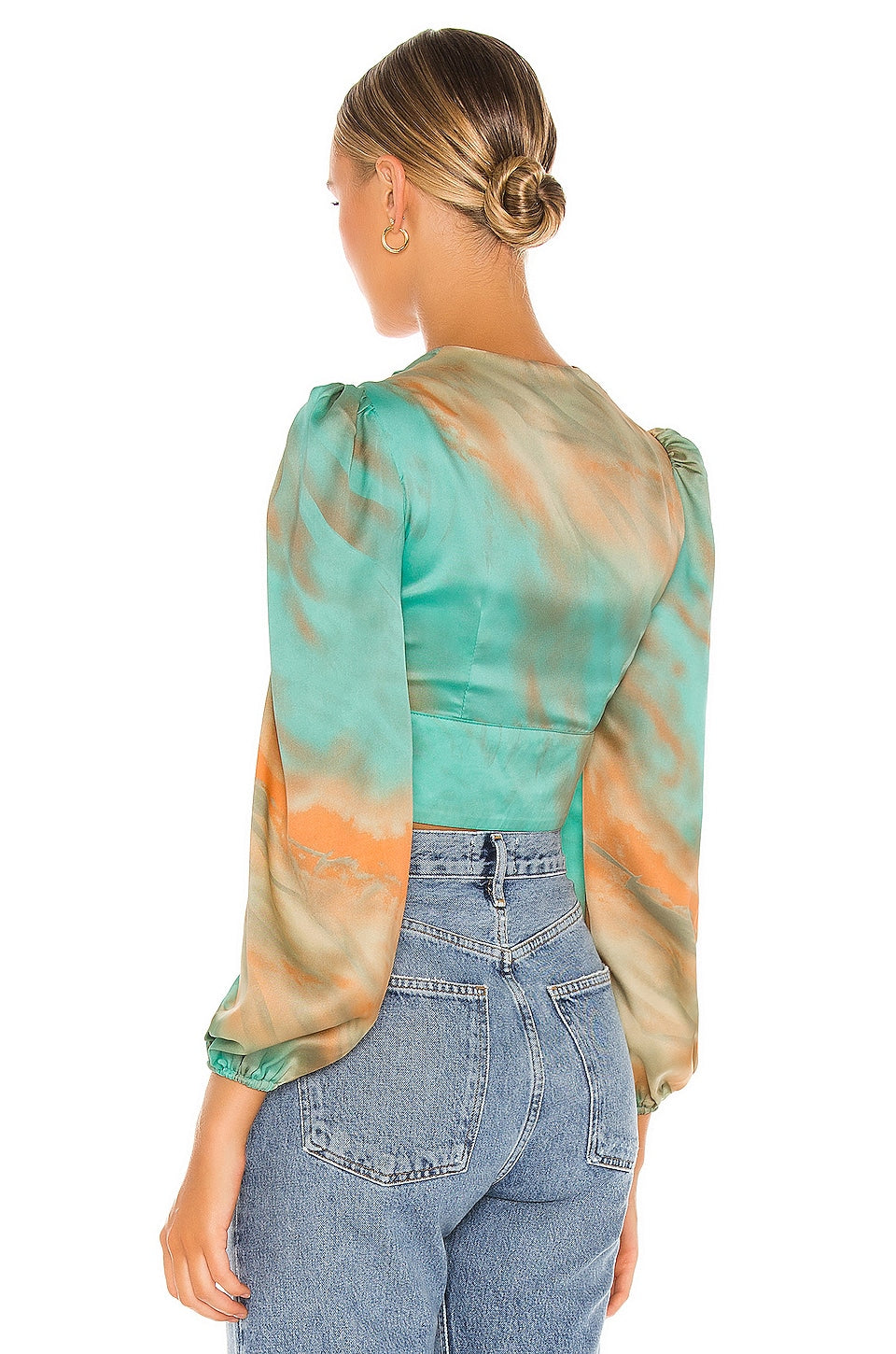 superdown Eleen Blouson Top in Teal Multi