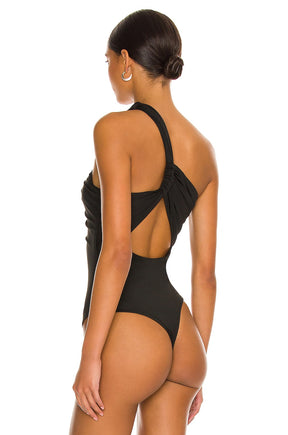 superdown Bailee One Shoulder Bodysuit in Black