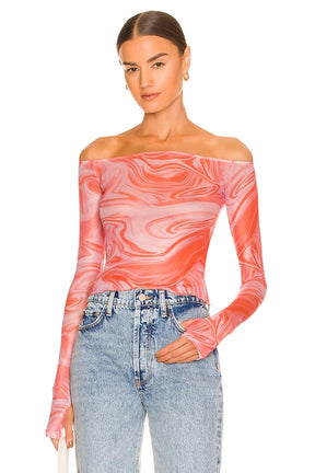 superdown Emmie Off Shoulder Top in Orange