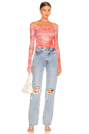 superdown Emmie Off Shoulder Top in Orange