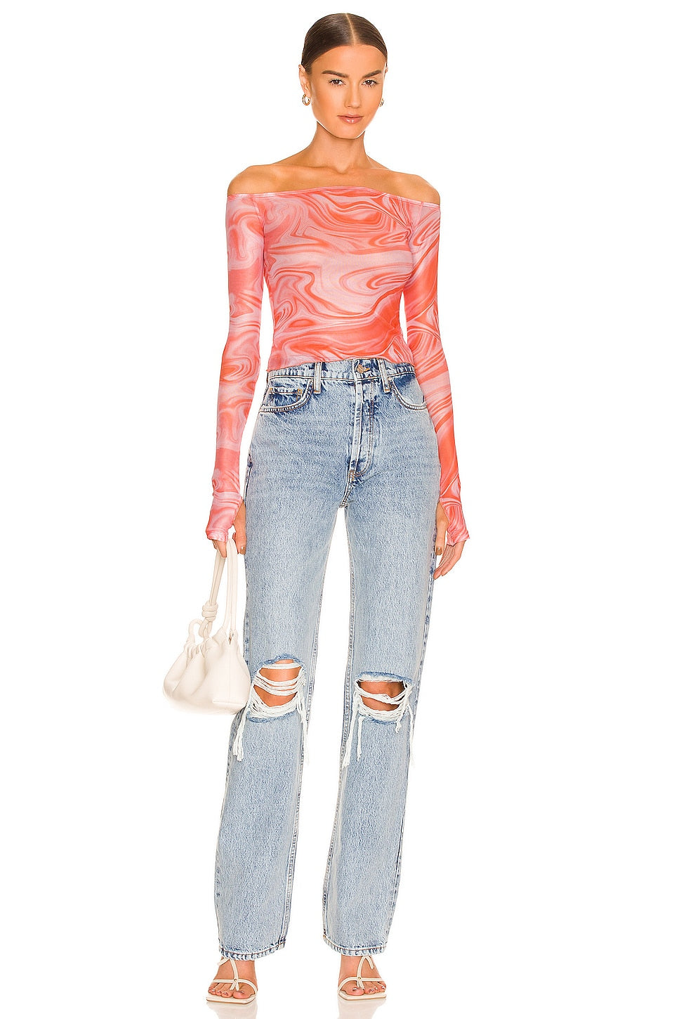 superdown Emmie Off Shoulder Top in Orange