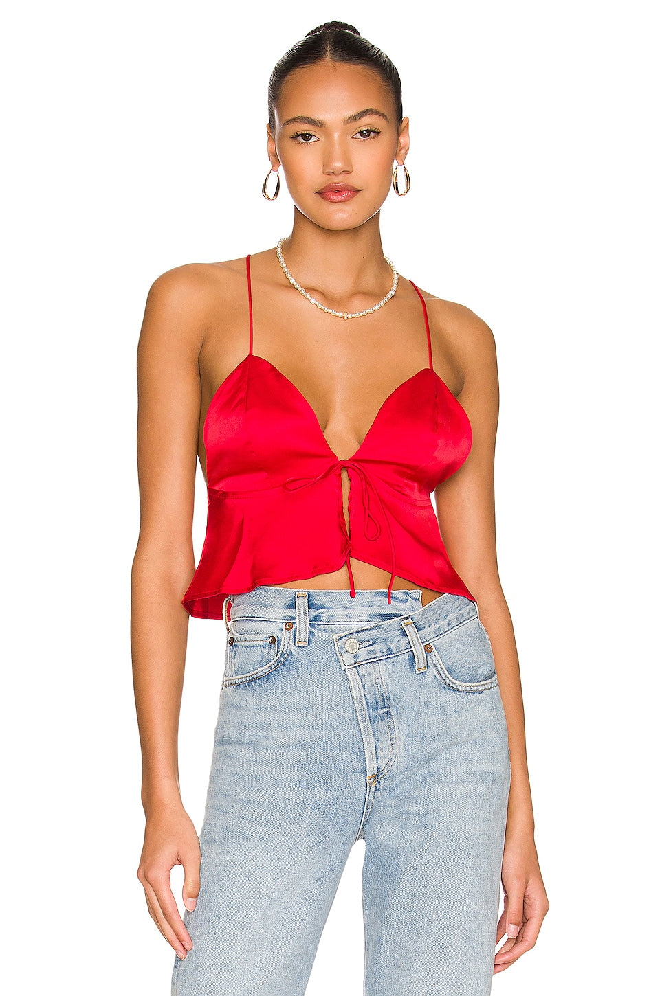 superdown Isla Satin Top in Red