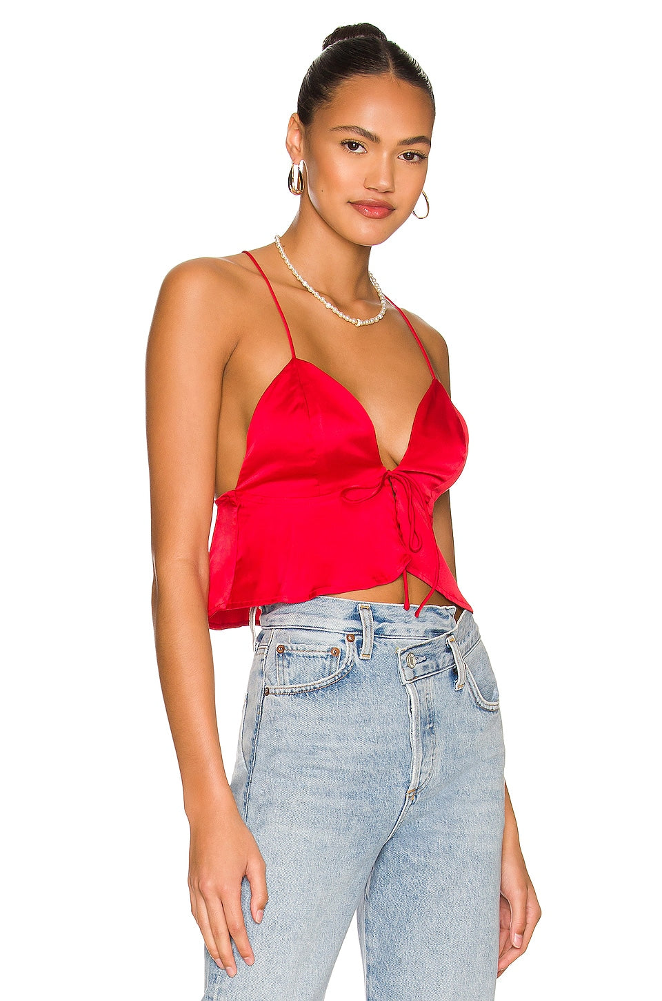 superdown Isla Satin Top in Red