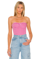 superdown Desa Crop Bustier Top in Pink