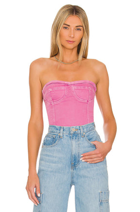 superdown Desa Crop Bustier Top in Pink