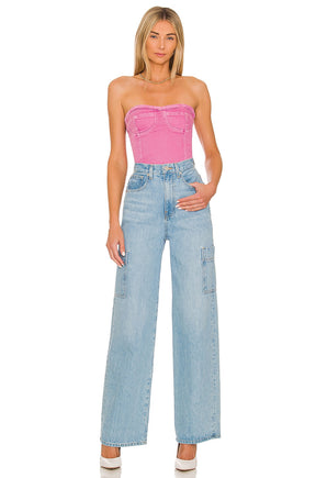 superdown Desa Crop Bustier Top in Pink