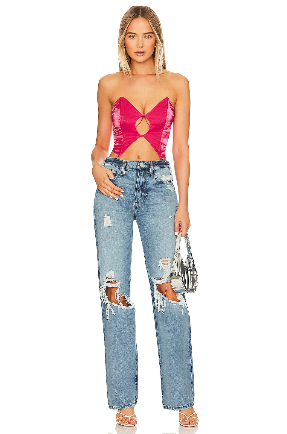 superdown Clara Cut Out Top in Hot Pink