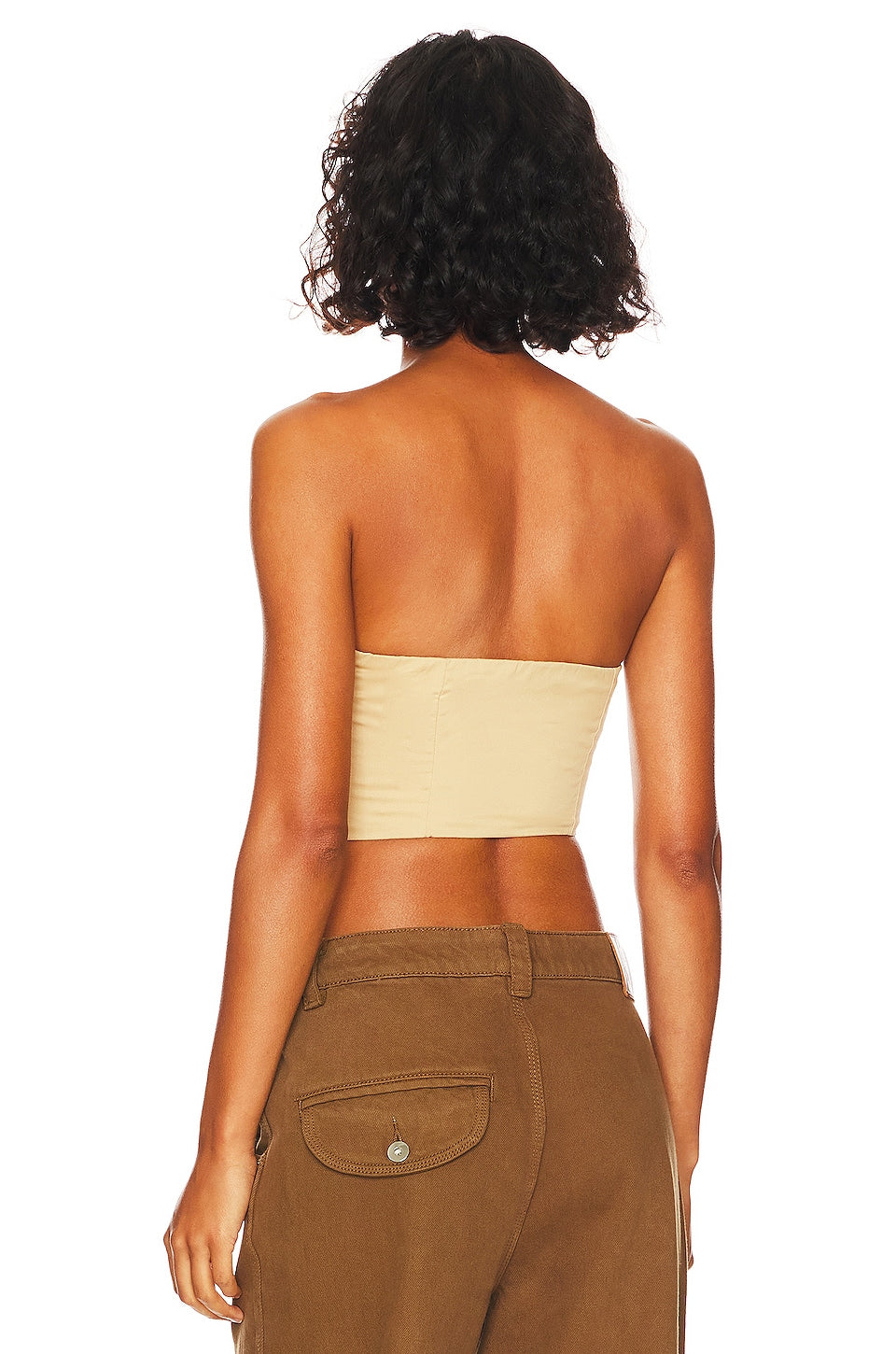 superdown Ashlyn Lace Up Top in Beige