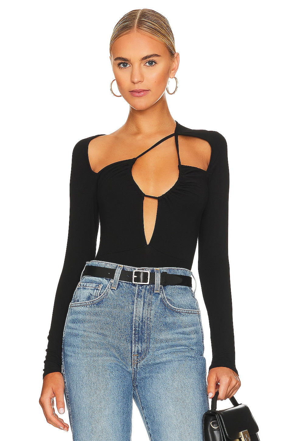 superdown Aranza Ruched Bodysuit in Black