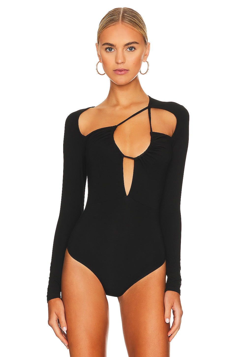 superdown Aranza Ruched Bodysuit in Black