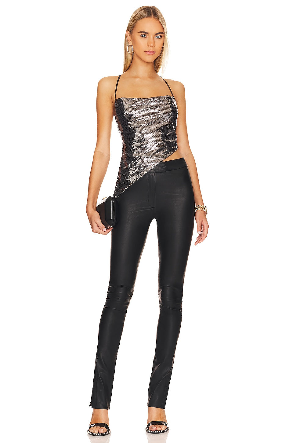 superdown Bastina Cami Top in Gunmetal Sequin