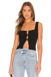 superdown Cindy Square Neck Top in Black
