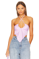 superdown Devon Halter Top in Metallic Lavender