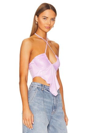 superdown Devon Halter Top in Metallic Lavender