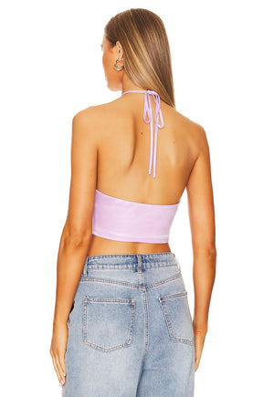 superdown Devon Halter Top in Metallic Lavender