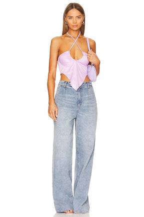 superdown Devon Halter Top in Metallic Lavender