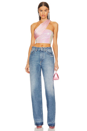 superdown Gea Asymmetrical Crop Top in Light Pink