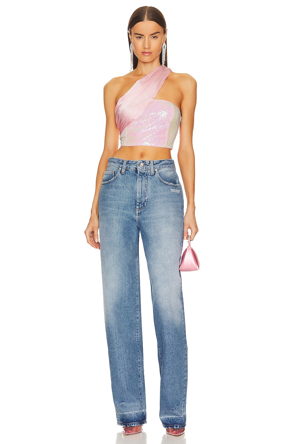 superdown Gea Asymmetrical Crop Top in Light Pink