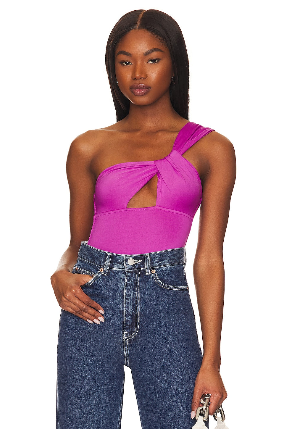 superdown Jimena One Shoulder Bodysuit in Purple