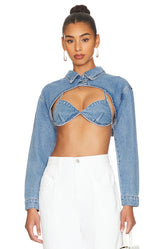 superdown Demi Crop Jacket Set in Blue Wash