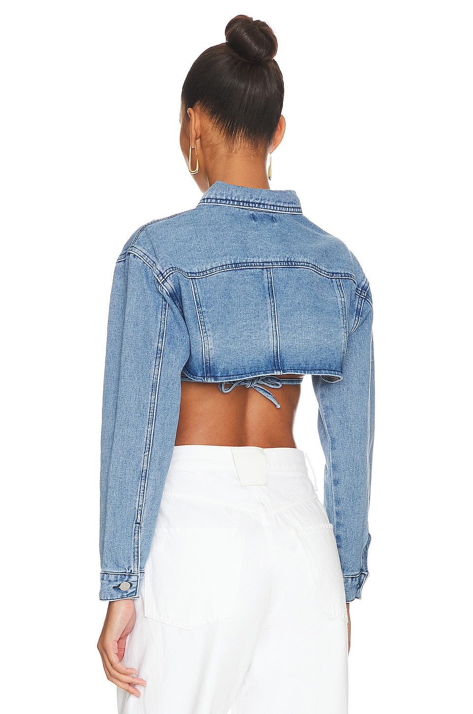 superdown Demi Crop Jacket Set in Blue Wash
