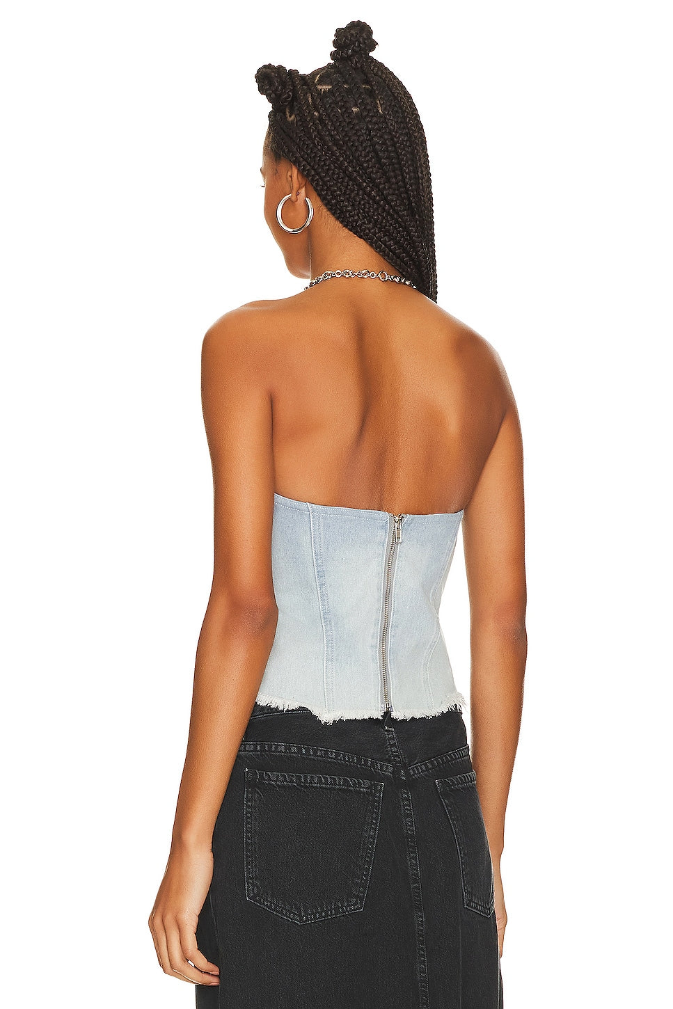 superdown Domonique Strapless Denim Top in Denim Blue