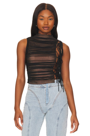 superdown Gabbie Ruched Top in Black