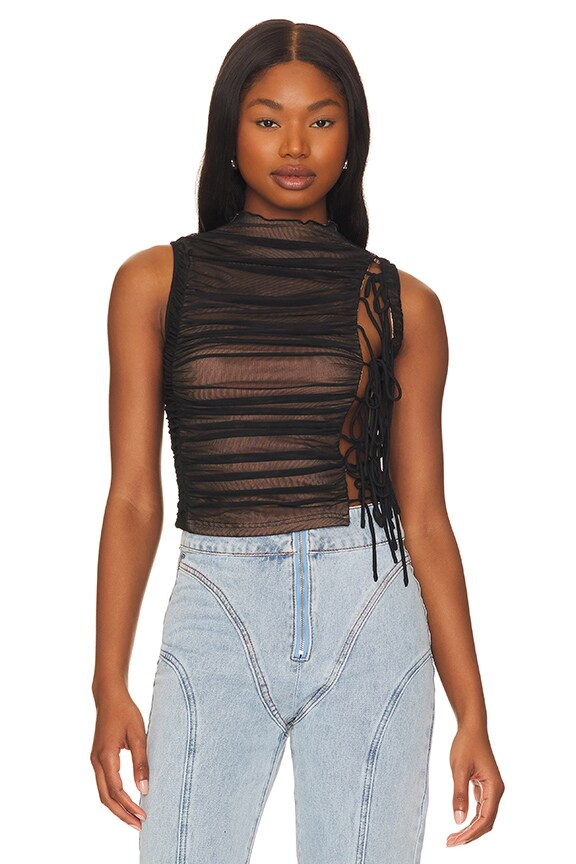 superdown Gabbie Ruched Top in Black