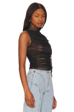 superdown Gabbie Ruched Top in Black