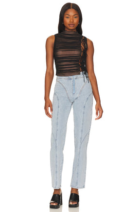 superdown Gabbie Ruched Top in Black