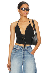 superdown Carmena Halter Top in Black