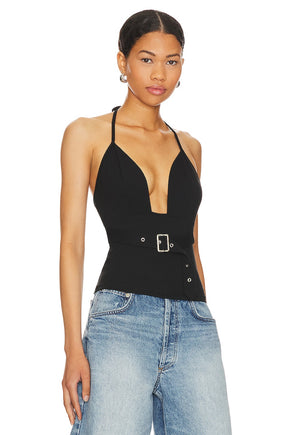 superdown Carmena Halter Top in Black